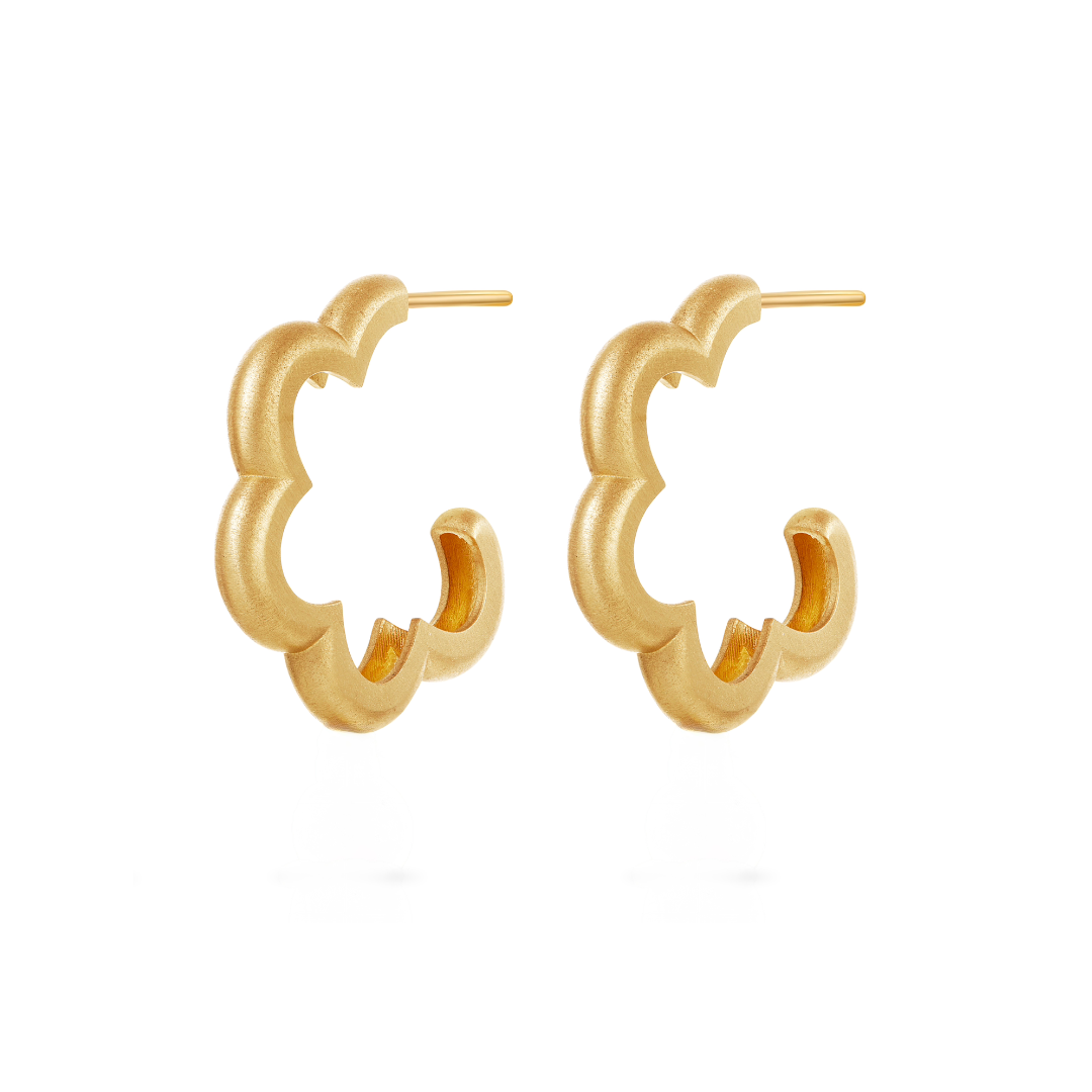 Satin Gold Floret Hoop Earrings