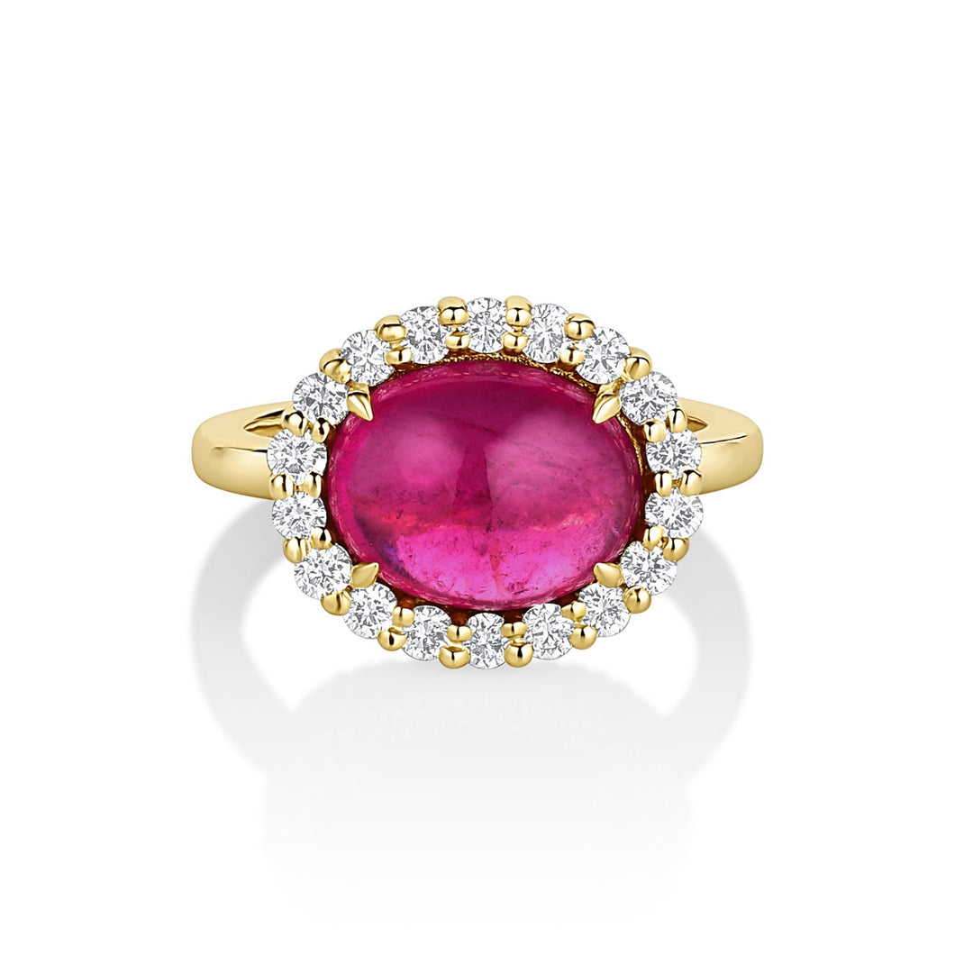 Pink Tourmaline Oval Dolly Ring