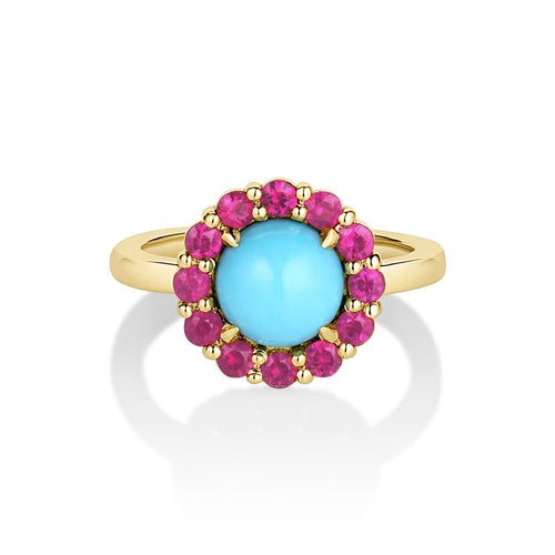 Turquoise & Pink Sapphire Dolly Ring