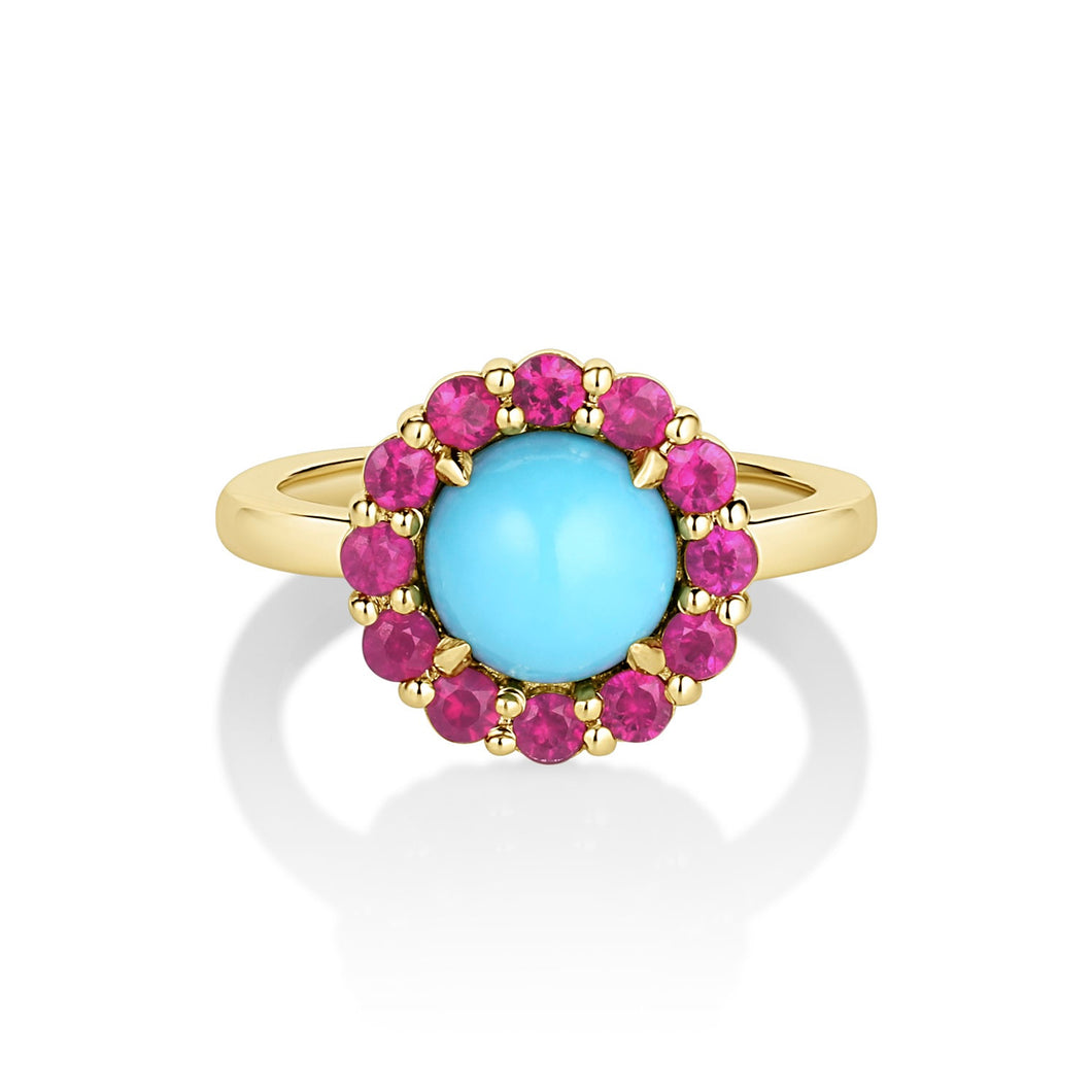 Turquoise & Pink Sapphire Dolly Ring