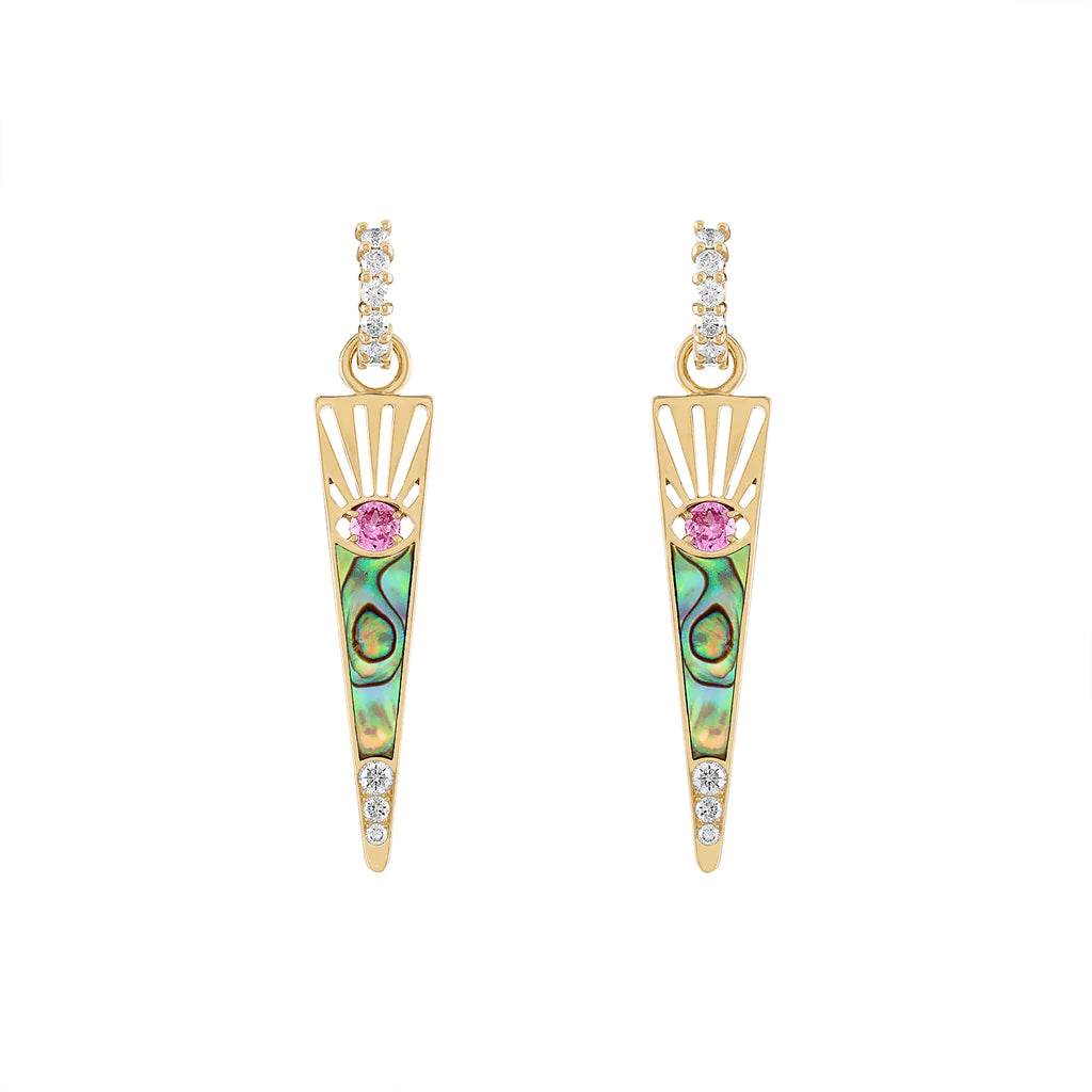 Large Horizons Drop Charm Rock Earrings