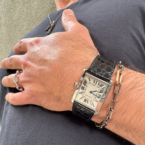 Saxon Chain Link Men's Bracelet with Elongated Clasp