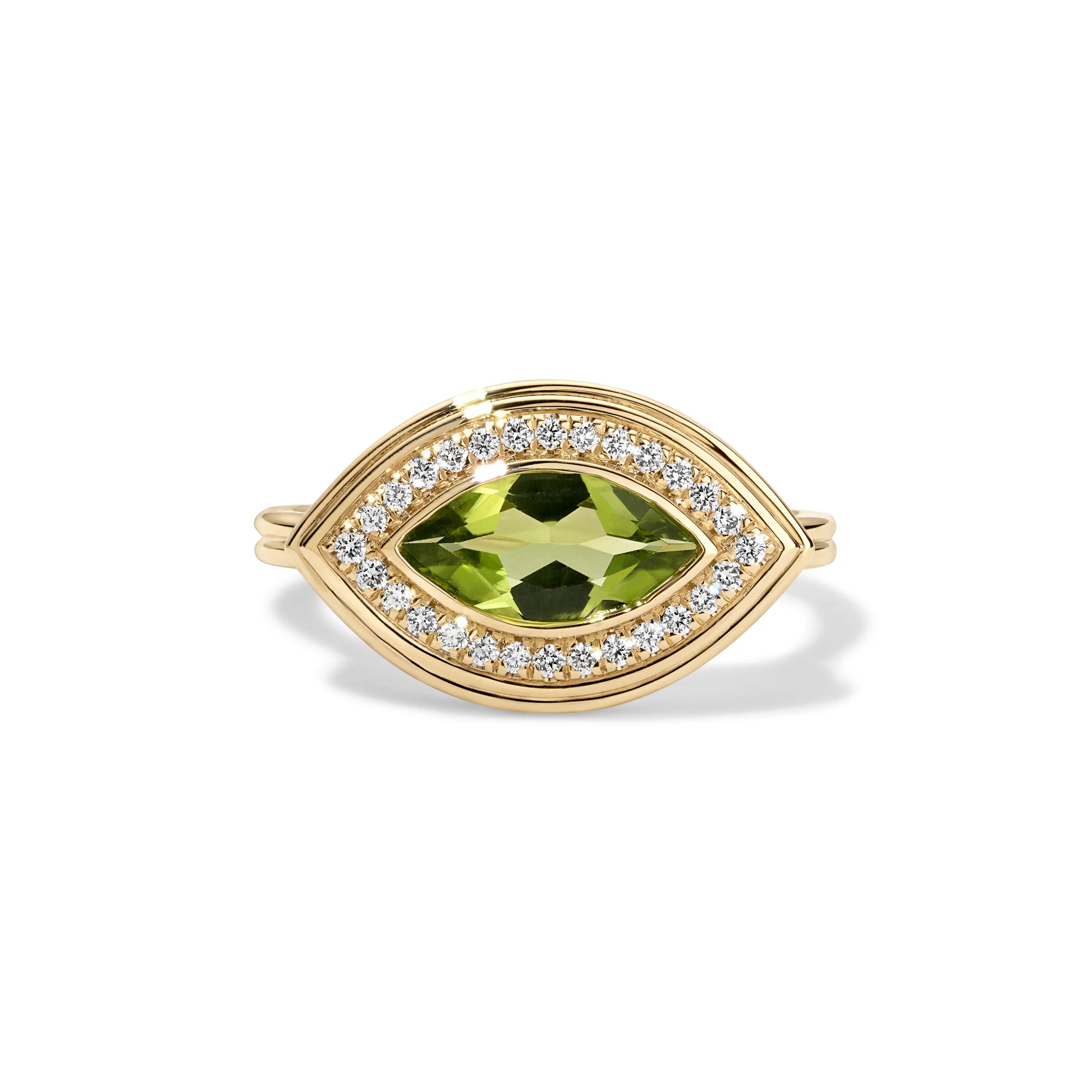 MAC Gemstone Marquise & Diamond Halo Ring