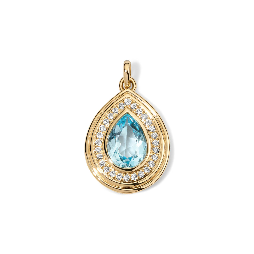 MAC Gemstone Pear & Diamond Halo Pendant