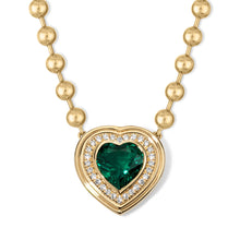 MAC Gemstone Heart & Diamond Halo Ball Chain Necklace