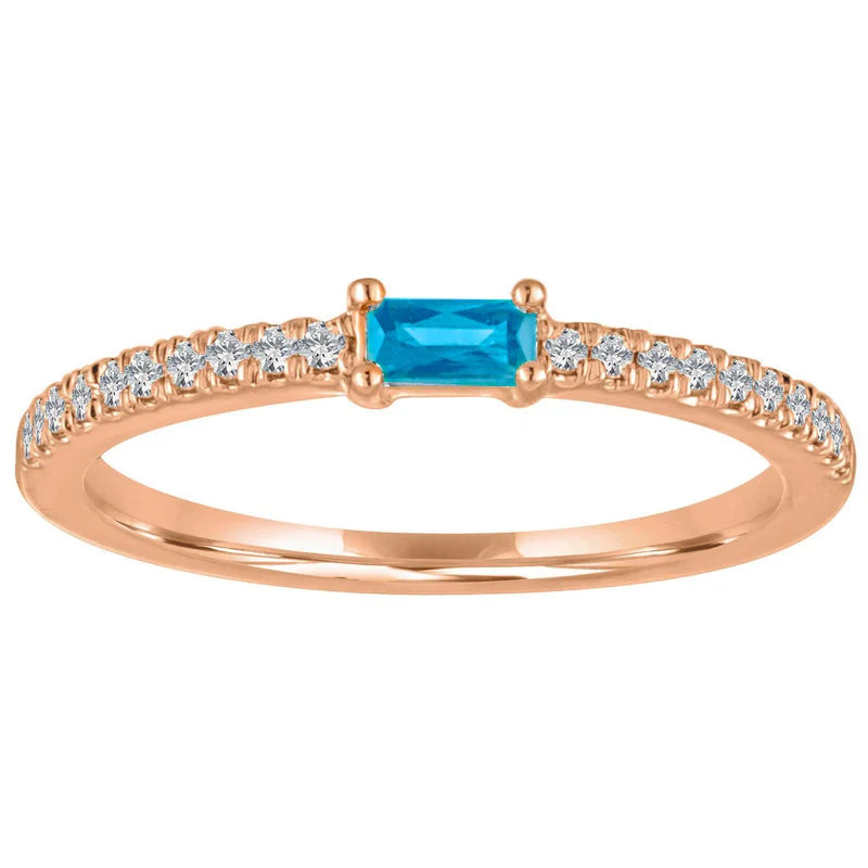 The Julia Birthstone Single Gemstone Baguette Stacking Ring