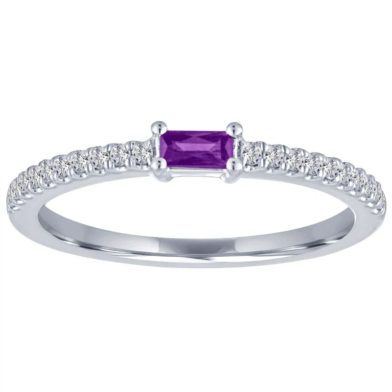 The Julia Birthstone Single Gemstone Baguette Stacking Ring