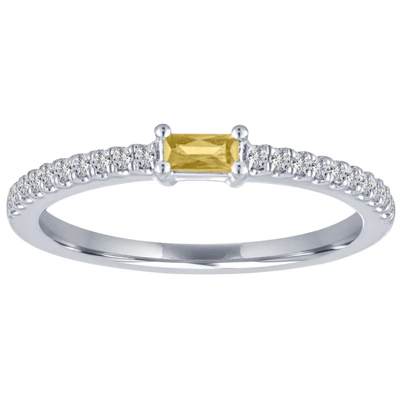 The Julia Birthstone Single Gemstone Baguette Stacking Ring