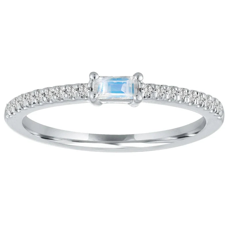 The Julia Birthstone Single Gemstone Baguette Stacking Ring