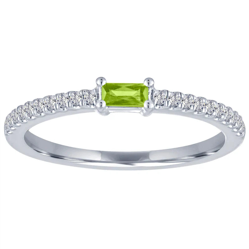 The Julia Birthstone Single Gemstone Baguette Stacking Ring