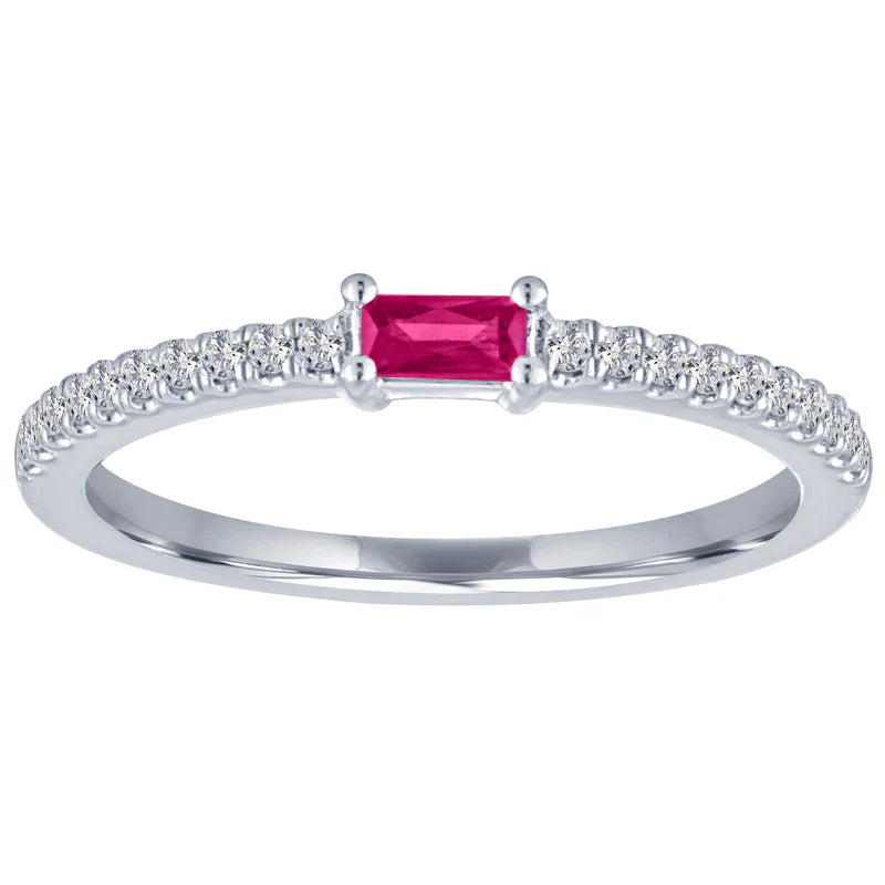 The Julia Birthstone Single Gemstone Baguette Stacking Ring
