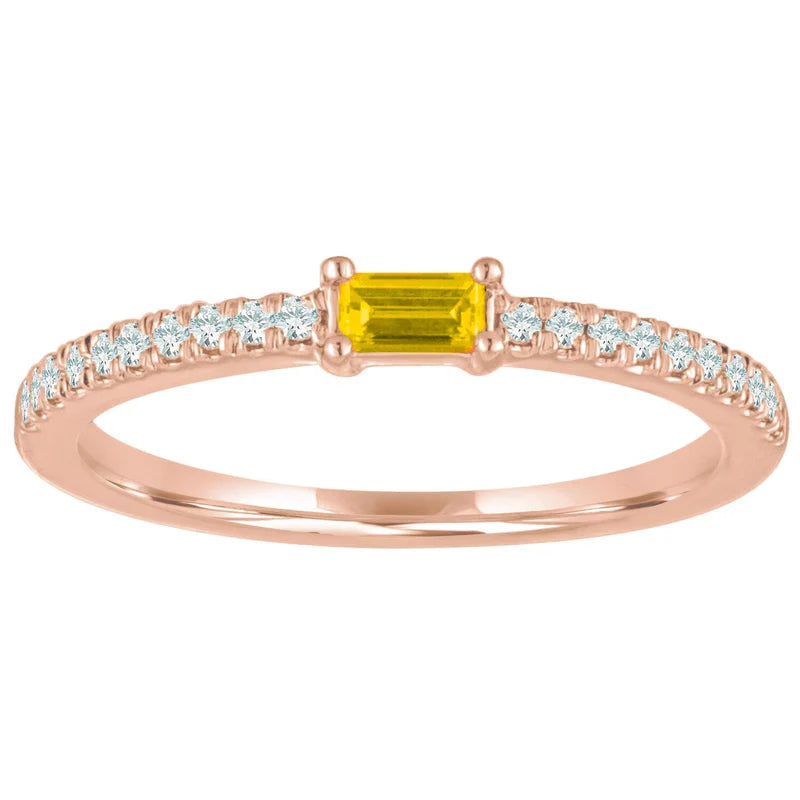 The Julia Birthstone Single Gemstone Baguette Stacking Ring