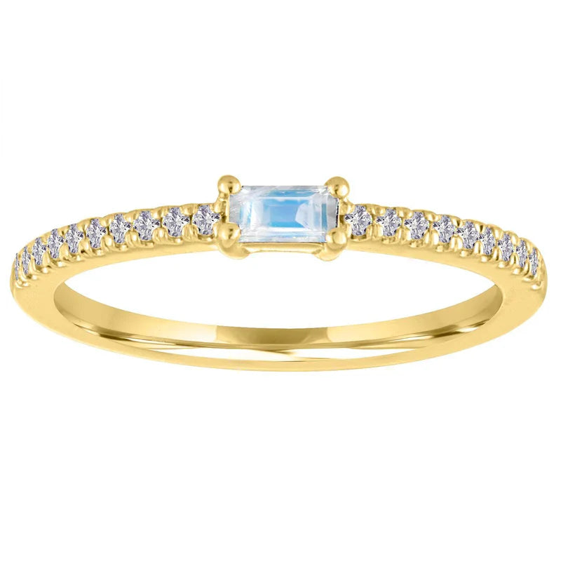 The Julia Birthstone Single Gemstone Baguette Stacking Ring