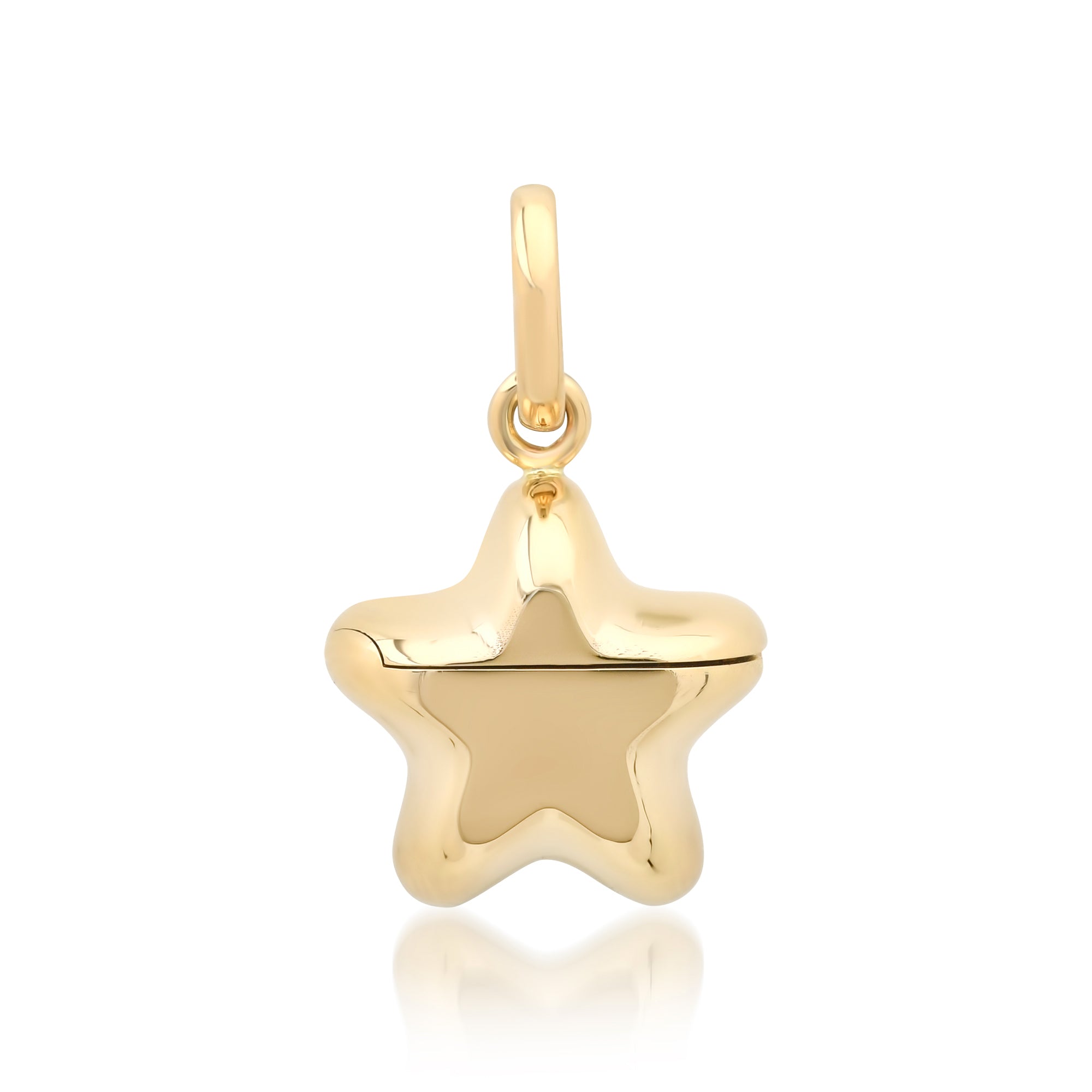 Small Puffy Gold Star Locket Charm