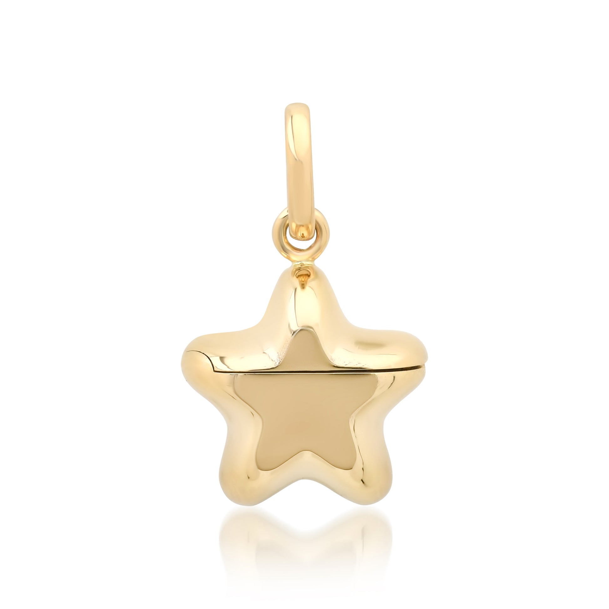 Small Puffy Gold Star Locket Charm