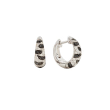 Small or Large Black & White Diamond Zebra Huggie Hoop Earrings