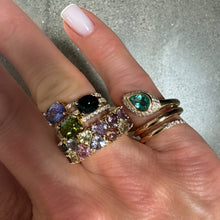 Saturated Oval Gemstone & Diamond Stacking Ring