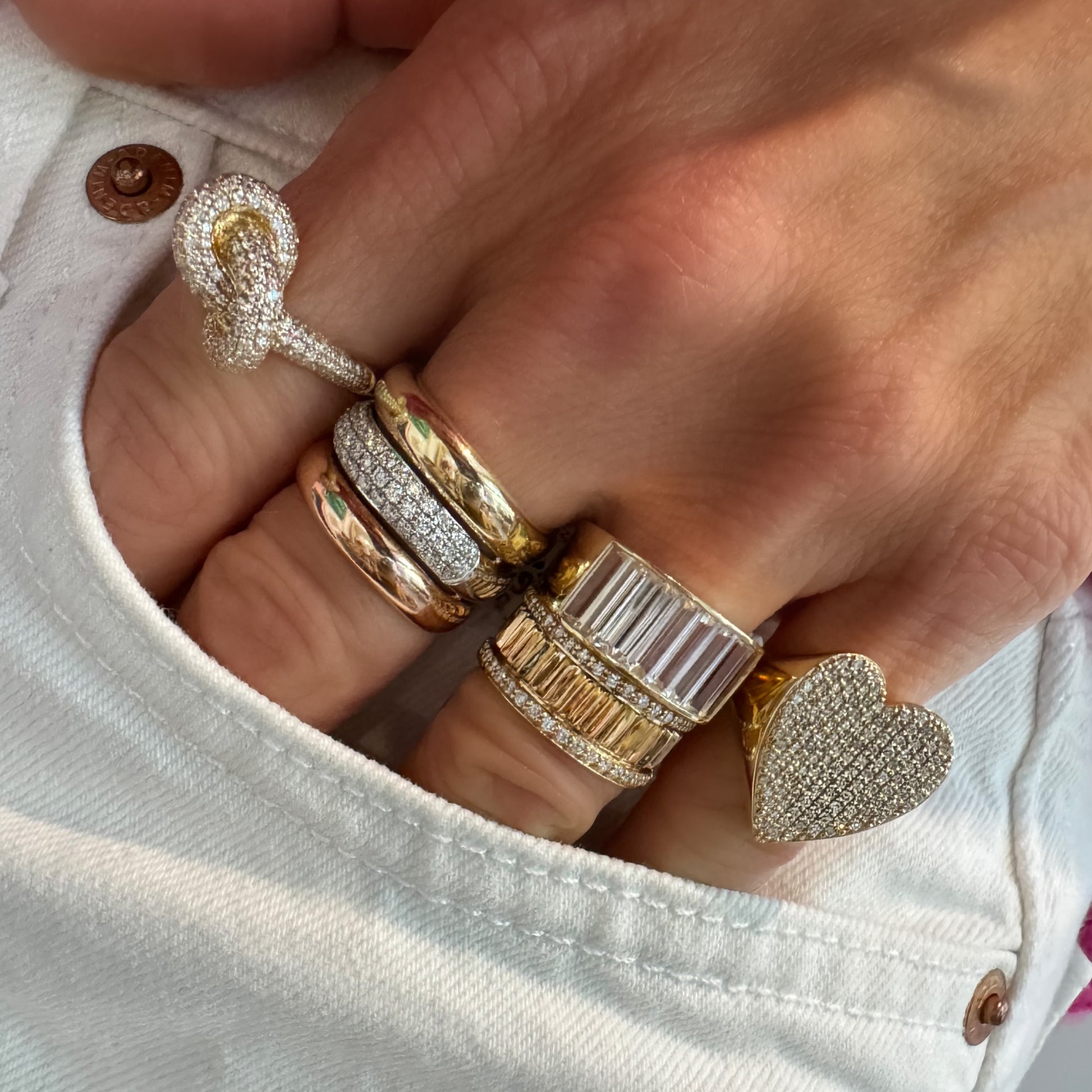 Large Baguette Purple Garnet or White Topaz Stacker Ring