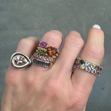 Saturated Oval Gemstone & Diamond Stacking Ring