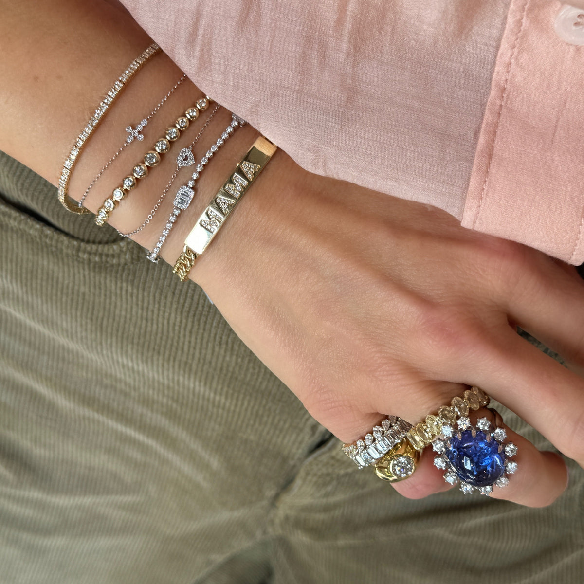 Tanzanite & Diamond Cabochon Cocktail Statement Ring