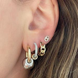Nano Gold Ball Diamond Huggie Hoop Earrings