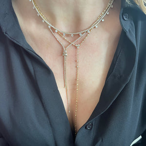 Diamond Baguette Initial Y Thread Necklace