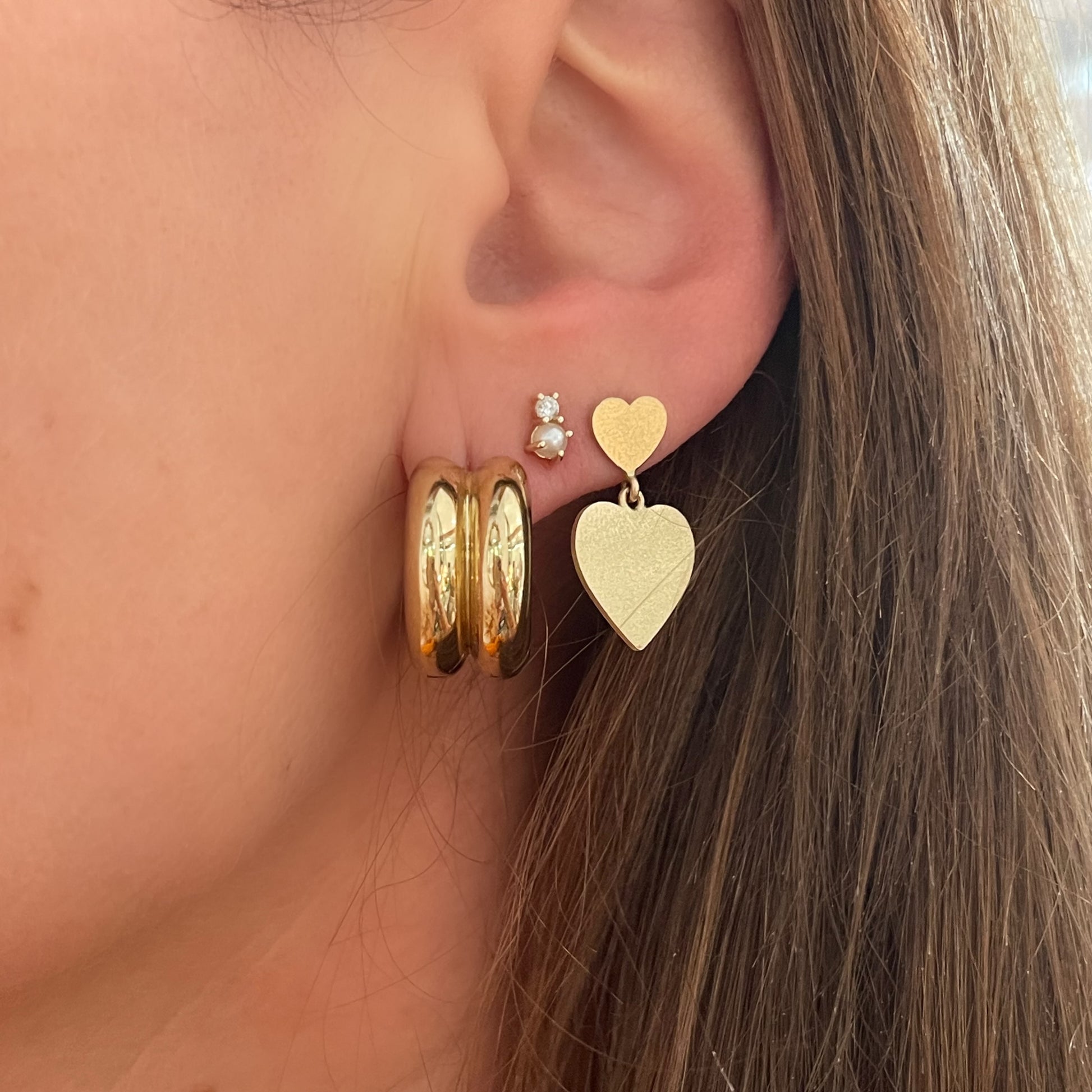 Paire de Creoles Bouees Wide Huggie Hoop Earrings