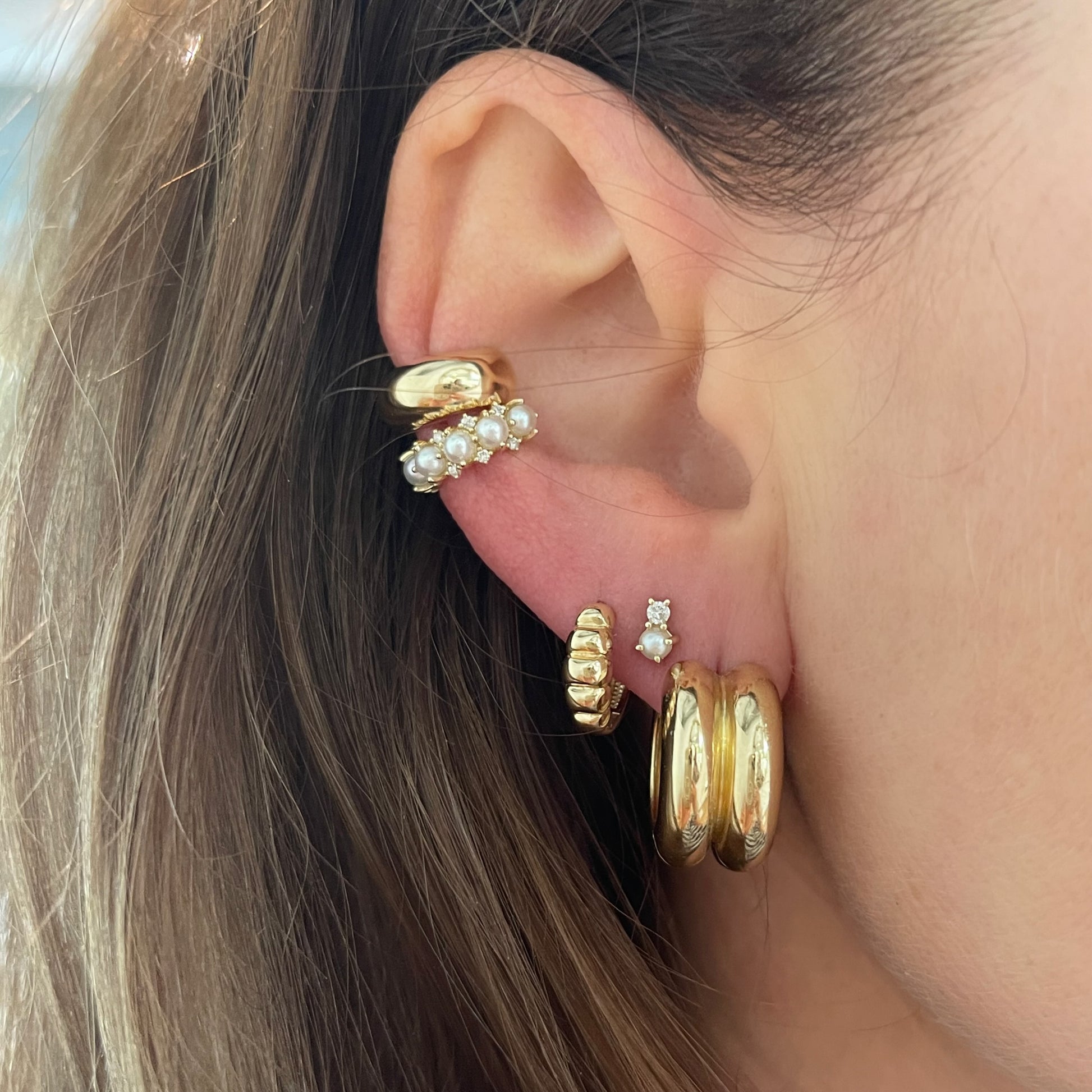 Paire de Creoles Bouees Wide Huggie Hoop Earrings
