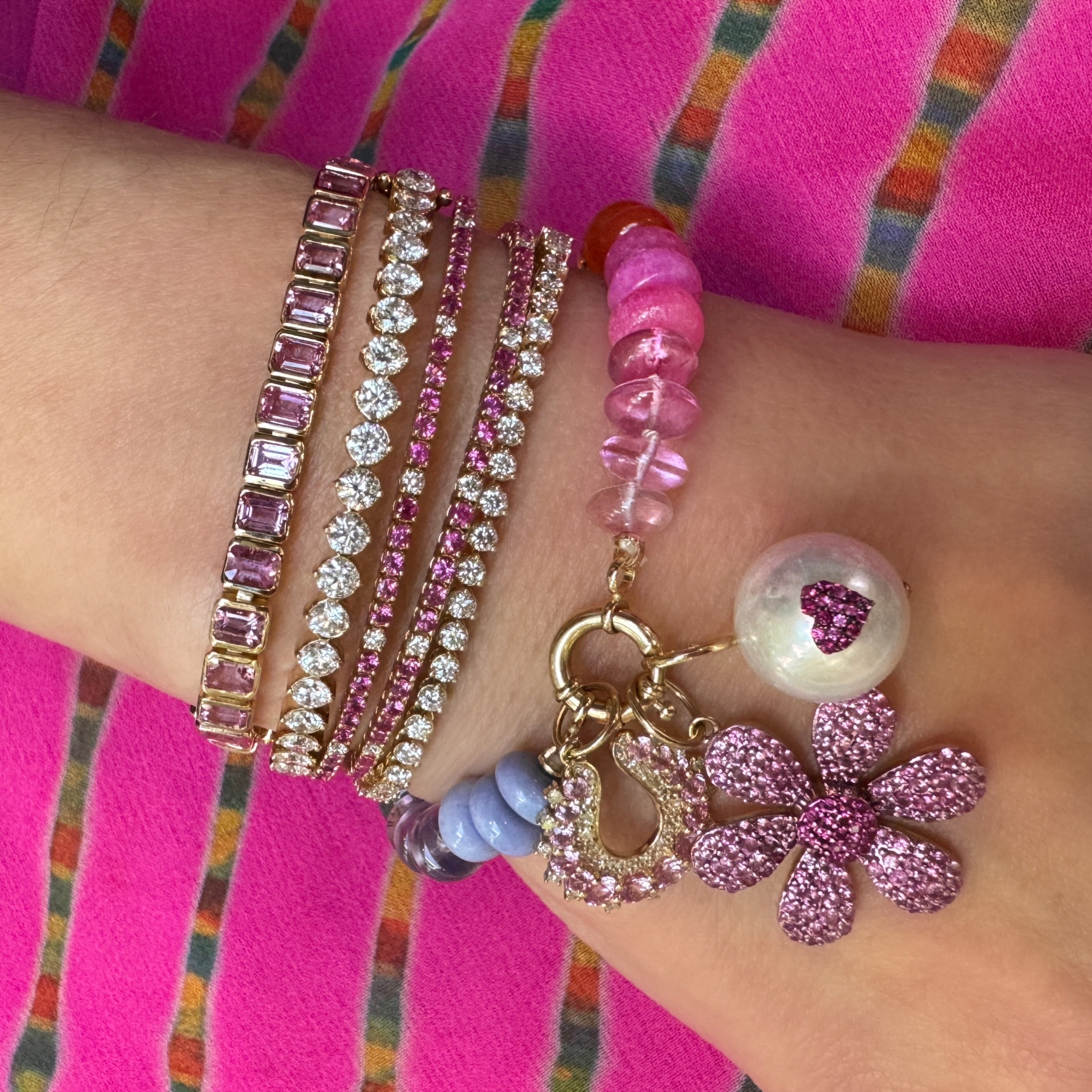 Alternating Diamond & Ruby Flex Bangle Bracelet – Milestones by