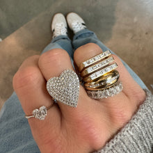 Glistening Gold & Diamond Baguette Stripe Dome Ring