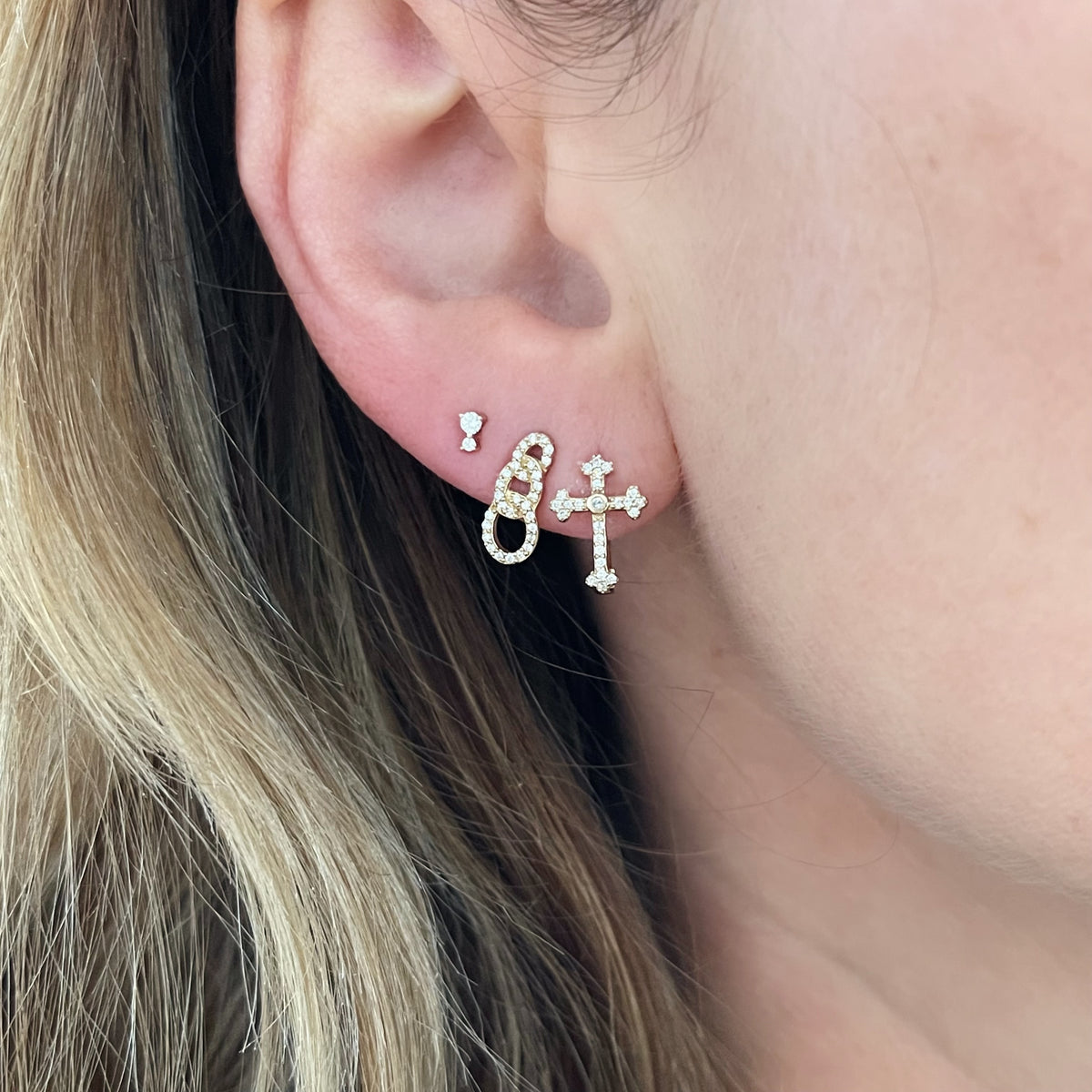 Have a Little Faith Diamond Cross Hinge Back Earrings