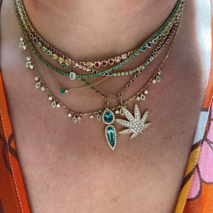 Bezel Set Graduated Gemstone Rainbow Collar Necklace
