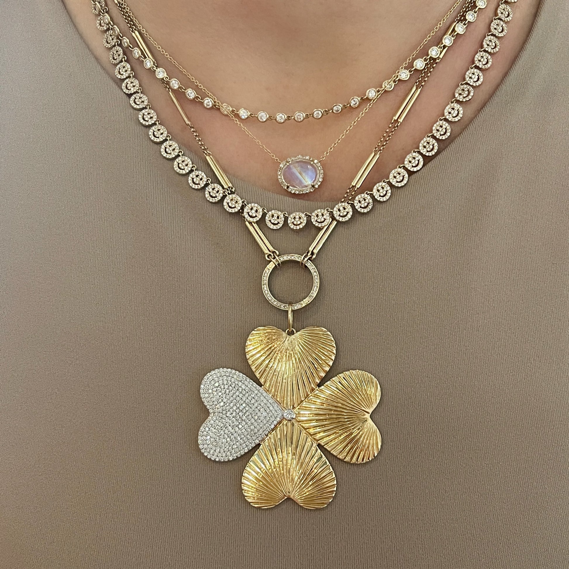 Lucky You Diamond Jumbo Four Leaf Clover Pendant