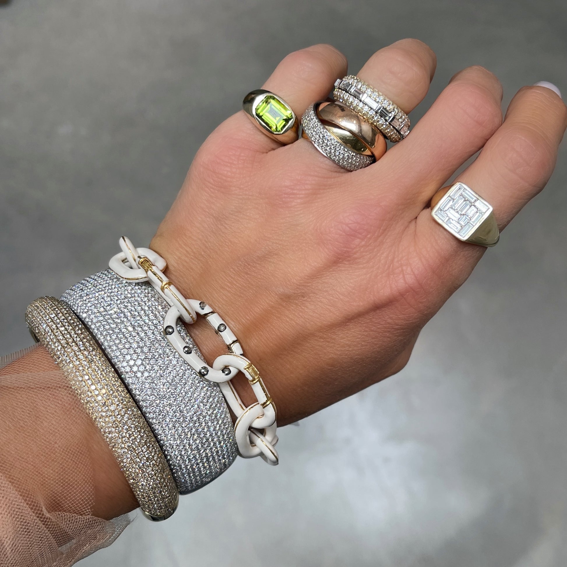 Wide Gold & Diamond Trinity Band Ring