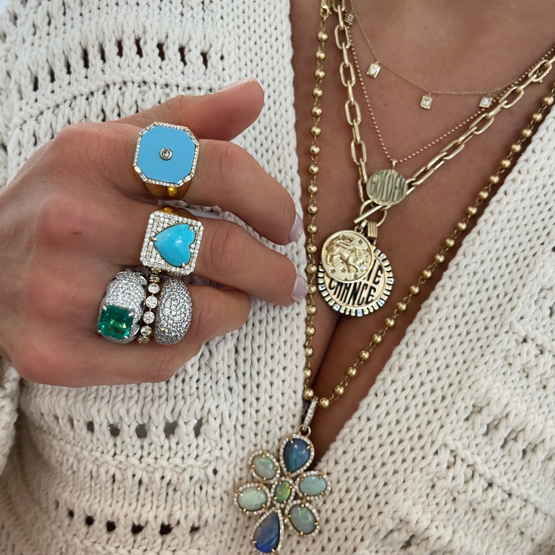Precious Gemstone & Diamond Lotus Bombe Statement Ring