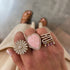 Chunky Textured Initial Baguette Diamond Stacking Ring