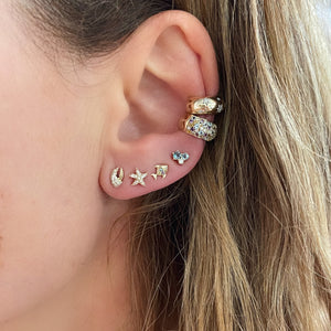 Wide Pavé Diamond & Iridescent Gemstone Ear Cuff