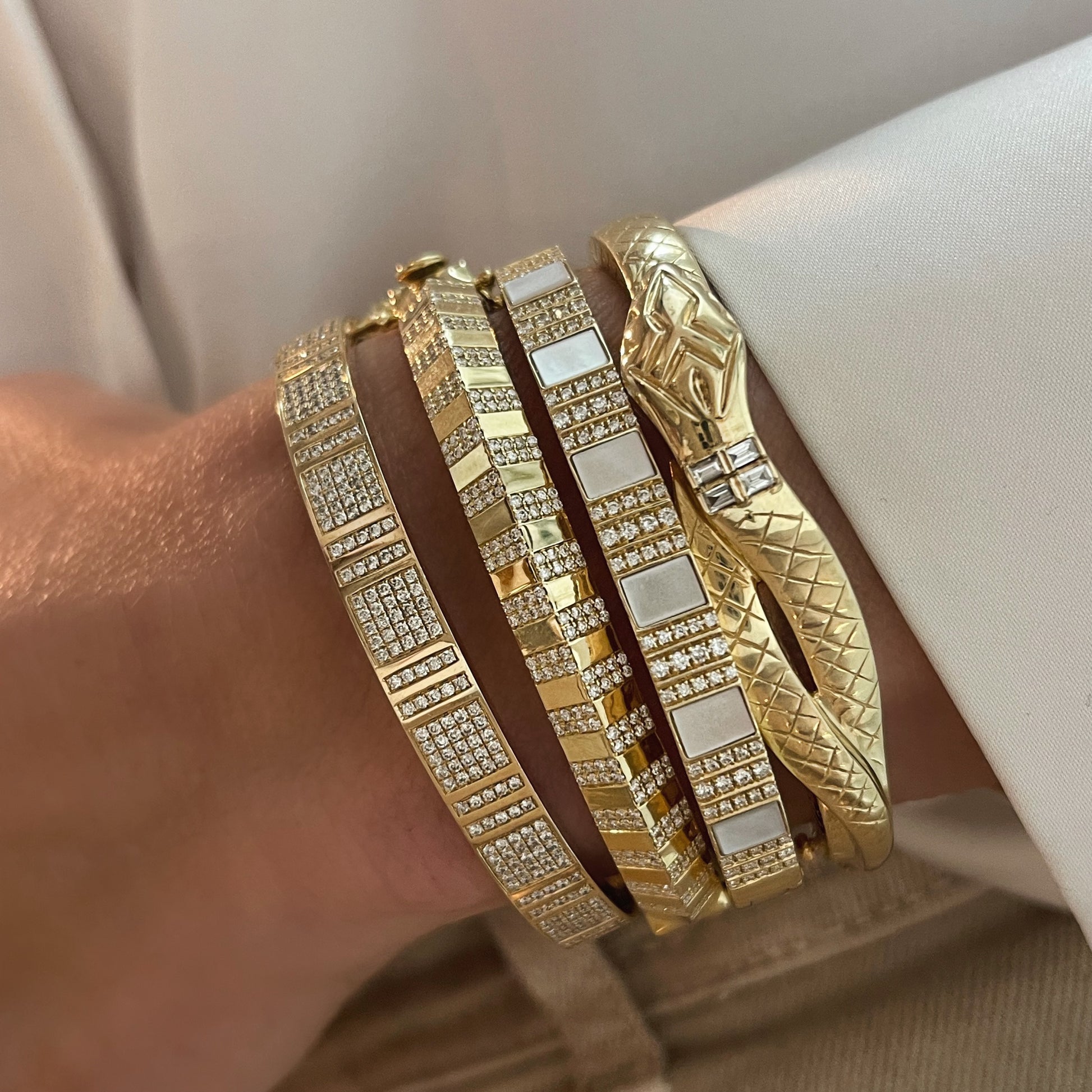 Pinstripe Strength Diamond Bangle Bracelet