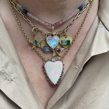 Opal Heart Necklace Framed with Precious Stones