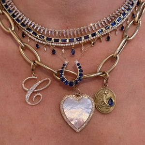 Blue Sapphire Diamond Lucky Horseshoe Necklace – Milestones by