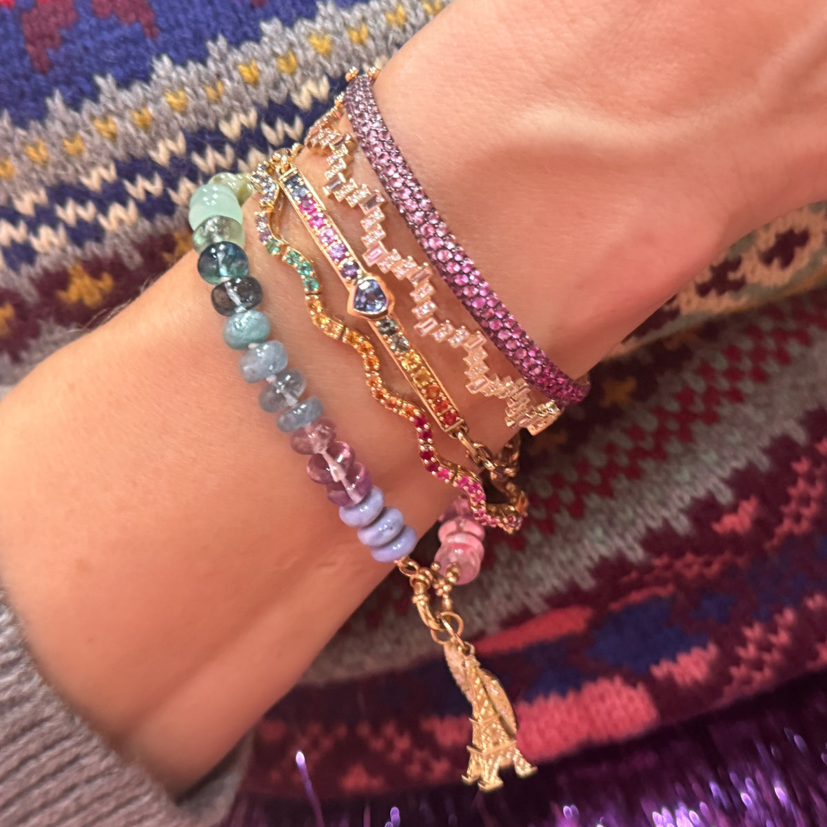 Enlightenment Equilibrium Baguette & Round Diamond Skinny Bracelet