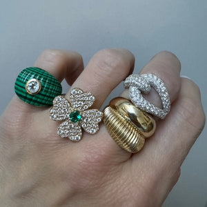 Good Luck Diamond & Emerald Clover Ring