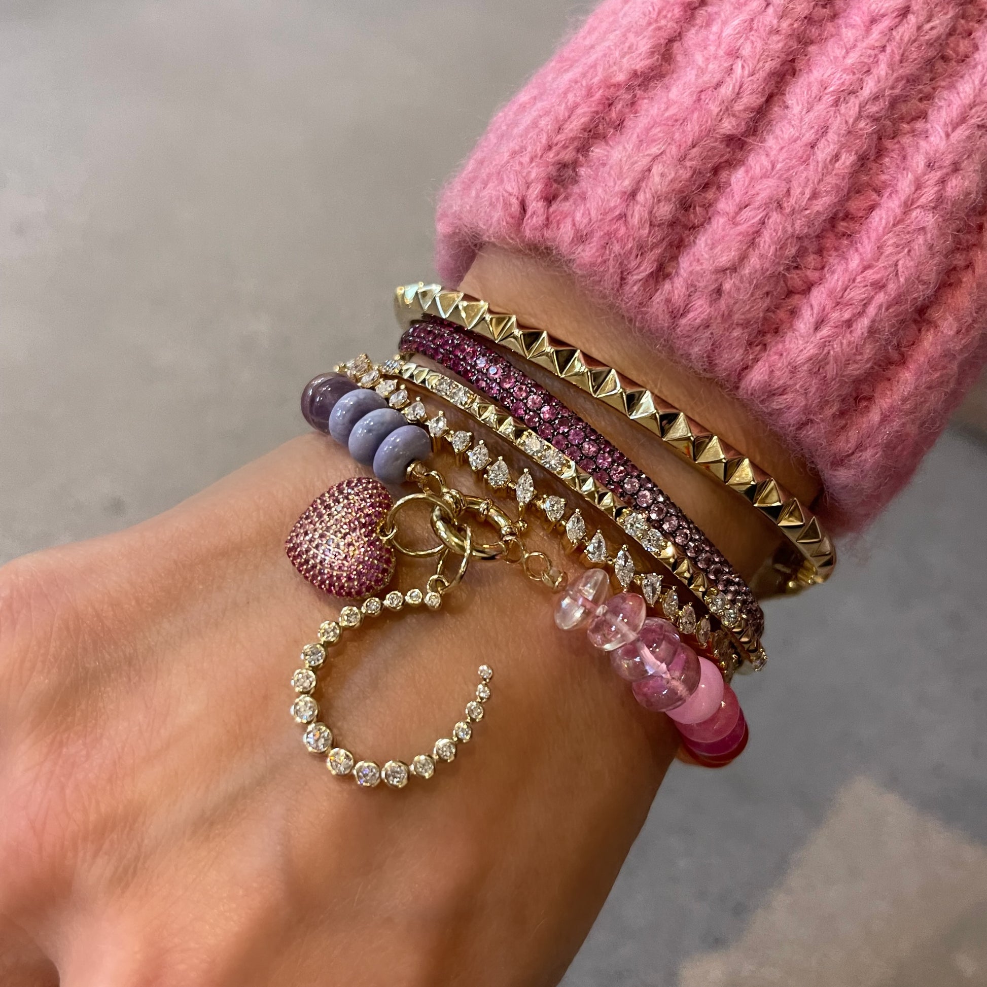 High Polish Pyramid Spike Bangle Bracelet