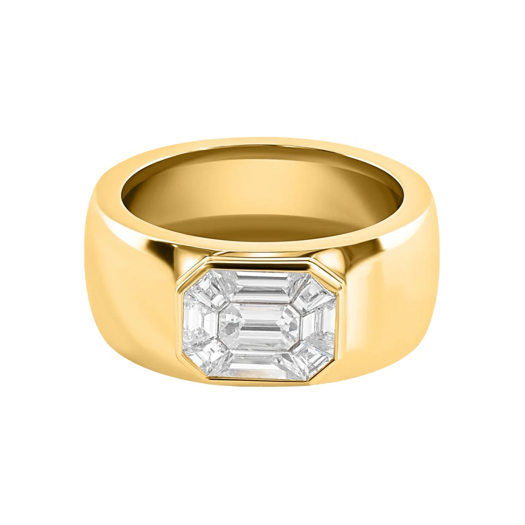Boss Diamond & Gold Barrel Ring