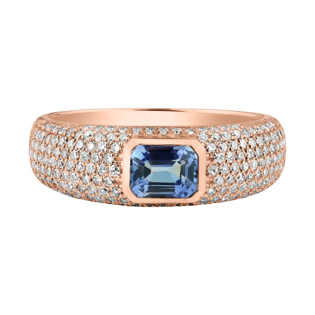 Bezel Set Gemstone & Diamond Stacking Ring