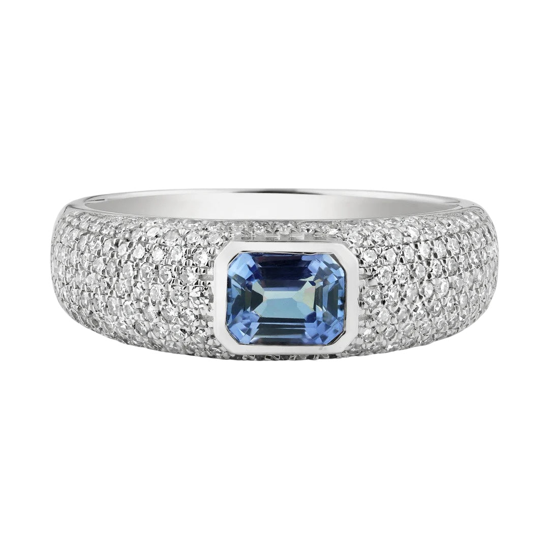 Bezel Set Gemstone & Diamond Stacking Ring