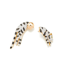 Large Black & White Diamond Panther Statement Earring