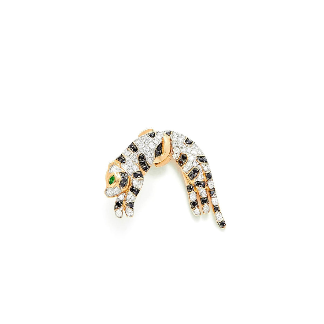 Small Black & White Diamond Panther Statement Earring