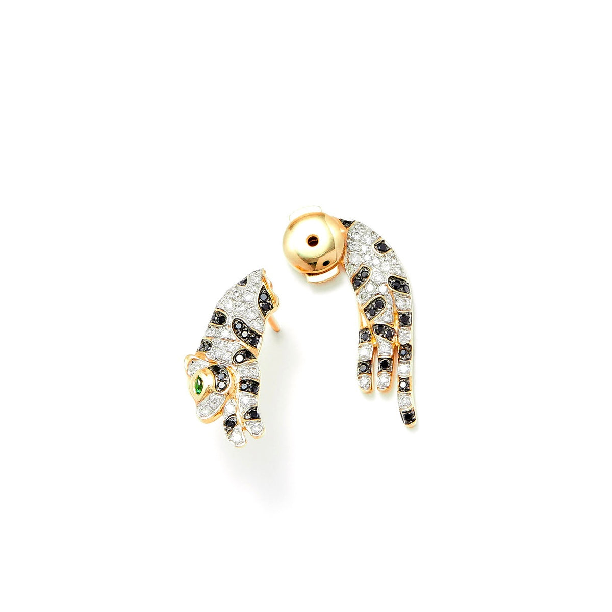 Small Black & White Diamond Panther Statement Earring