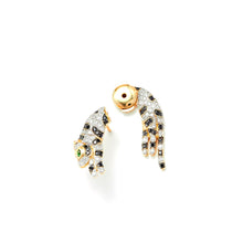 Small Black & White Diamond Panther Statement Earring